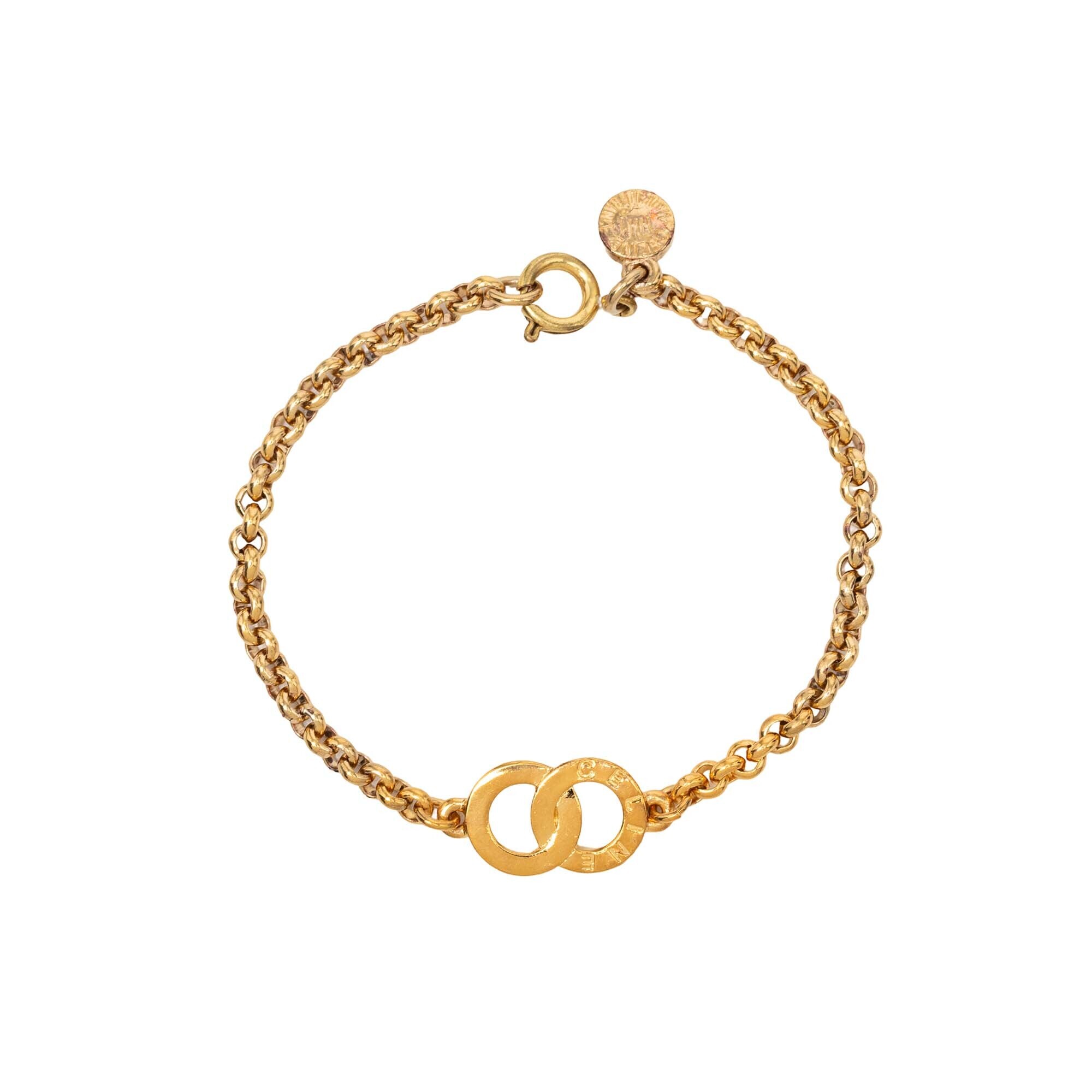 Pre-Loved Celine Gold Plated Circle Charm Bracelet